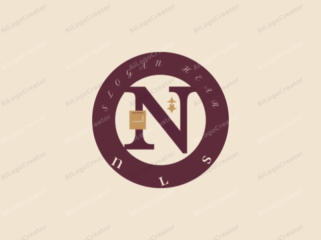 โลโก้มีตัวอักษรตัวใหญ่ "N" แบบ Serif สีแดงเข้ม อยู่ตรงกลางภาพ ตัวอักษร "N" สีแดงเข้มมีดีไซน์ที่ทันสมัยและมินิมอลด้วยเส้นที่เรียบง่ายและสีทึบ แนบติดกับ