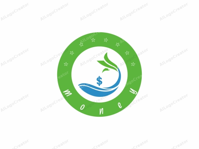 characterized by a minimalist, modern style. This digital logo features clean lines and a simplistic design. It consists of a stylized fish with a flowing blue tail, resembling the graceful movement of water. The tail curves gracefully to the left, giving an