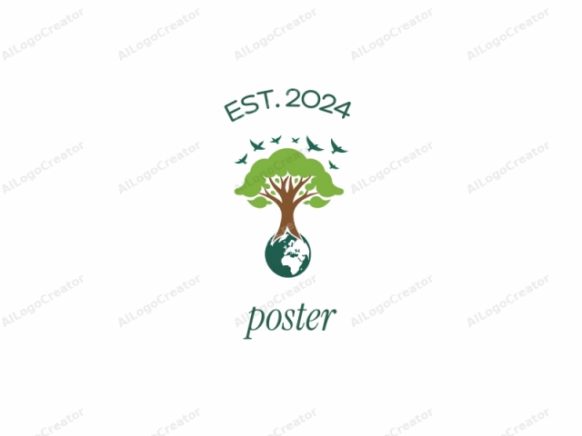 in a digital drawing style. This stylized logo features a large, green, leafy tree with a broad, brown trunk. The tree branches spread outwards, supporting lush green leaves that form a canopy. At the base of the trunk, the