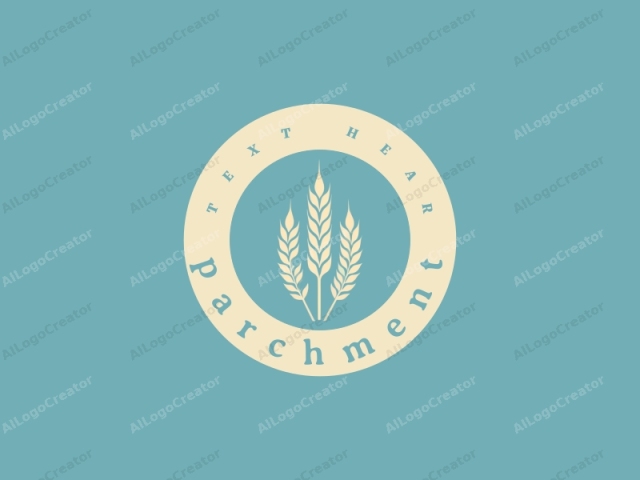 a stylized wheat field set against a solid, flat teal blue background. The logo consists of three golden wheat stalks, each represented by a simplified and minimalist design. The wheat stalks are uniformly arranged, pointing upward with their leaves extending outward