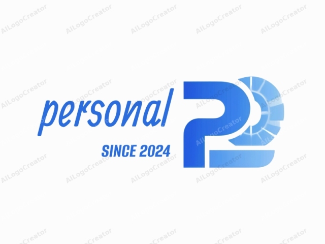 a stylized letter "P" superimposed over an abstract, geometric symbol resembling an hourglass shape. The letter "P" is large and bold, rendered in a smooth gradient of blue hues, ranging from deep to light. The geometric