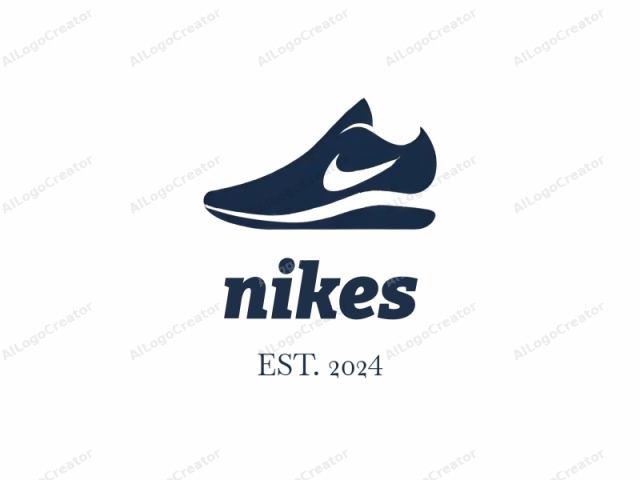 นี่คือภาพประกอบรองเท้าส้นสูงแบบมินิมอลและโมโนโครม โดยเฉพาะ Nike Air Force 1 ในสีน้ำเงินเข้ม รองเท้าถูกวาดด้วยการออกแบบที่เรียบง่ายและมีสไตล์ โดยเน้นที่รูปทรงและเส้นโค้งที่สำคัญมากกว่า