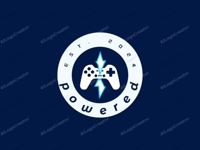 a video game controller. The image features a stylized, white video game controller icon centered against a dark blue background. The controller is designed with clean, minimalist lines and a simple, square shape. It includes a cross-shaped directional pad and a