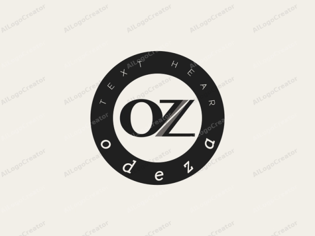 ロゴイメージは、大胆でミニマリストなデザインのスタイライズされたテキスト「OZ」を特徴としています。文字「O」は、モダニストなタイポグラフィスタイルを彷彿とさせる、濃い灰色の大きなソリッドな円です。その右側には、