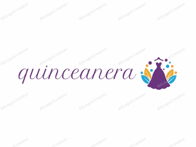 The logo is a simplistic, stylized illustration depicting a woman’s gown or dress in a bold, purple color. The dress features a strapless bodice with a sweetheart neckline, flared out into a full, flowing skirt with a subtle r