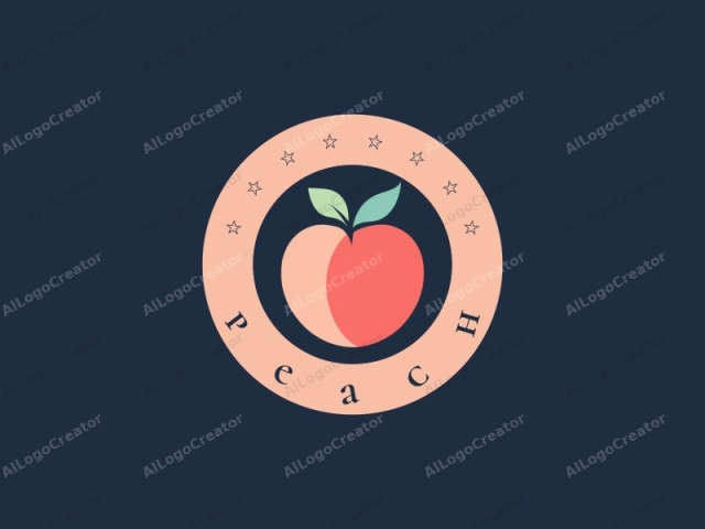 The logo is a minimalist, digital illustration of a stylized fruit, likely representing a peach, set against a solid dark navy blue background. The peach is centrally positioned, occupying most of the image area. The fruit is depicted in a flat,