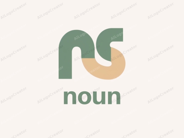 The logo is a minimalistic, abstract design featuring two intersecting, stylized letter "Ns". The left "N" is colored in a soft, muted green while the right "N" is shaded in a warm, beige tone. These