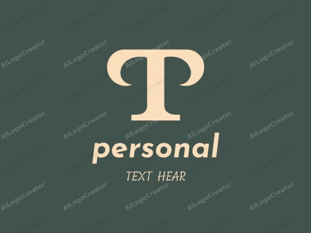 This is a minimalist logo featuring a single letter "P" in a serif font style, set against a dark green background. The letter "P" is in a light beige color and occupies the center of the image. The serif details at the