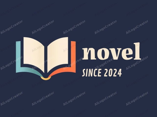 This is a stylized, minimalist logo featuring a flat design. The primary subject is a large, open book. The book's pages are depicted in light beige, symbolizing a traditional reading material. The cover of the book is shown in three