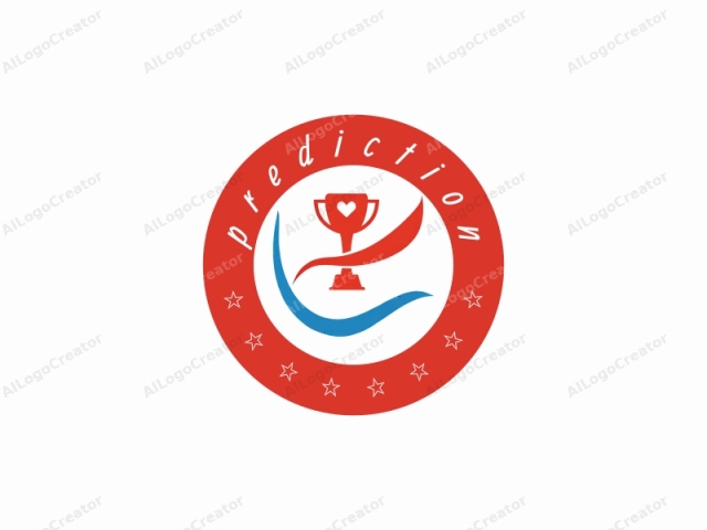 con un diseño minimalista y simbólico. Este es un logotipo estilizado, probablemente utilizado para representar un premio o reconocimiento. En el centro de la imagen hay un trofeo estilizado de color rojo con dos asas y un solo emblema en forma de corazón en la parte superior, simbolizando