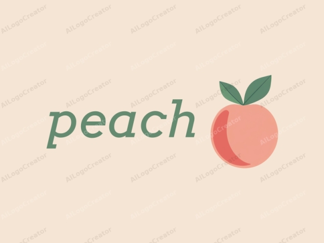 This is a minimalist, flat-design illustration featuring a stylized, peach-colored apple with a smooth surface. The apple is centrally placed against a light beige background, creating a soft and uncluttered appearance. It has a round shape with a