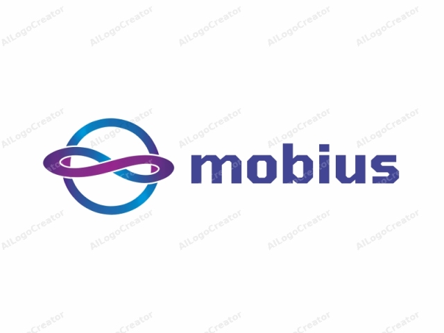 The logo features a stylized, modern design with a central focus on a curved, infinity symbol. This infinity symbol is rendered in a smooth gradient, transitioning from a deep blue at the top to a vibrant purple at the bottom, creating a three