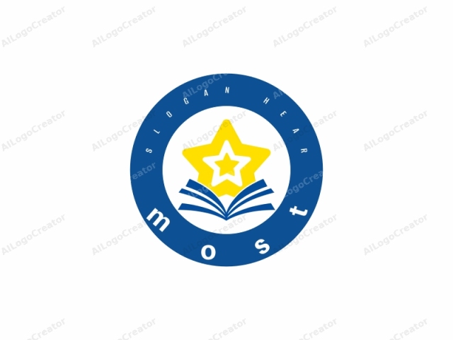 This logo is a digital drawing featuring a bright yellow five-pointed star prominently positioned at the center. Above the star, there are two smaller, overlapping yellow five-pointed stars arranged concentrically. The topmost star is slightly larger than the