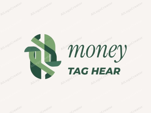 This is a modern, minimalist logo designed in a flat, digital style. The image features two intertwined, abstract shapes that resemble stylized leaves or vines. The primary colors used are green and a soft, muted brown. The background is a light