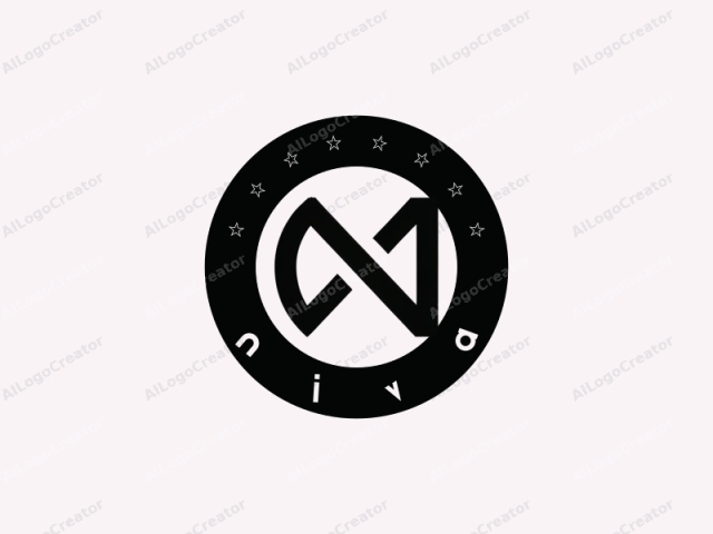 Este es un logotipo simple y minimalista que presenta formas geométricas negras y audaces sobre un fondo liso de color rosa claro. El logotipo consiste en dos curvas que se intersecan formando una forma de "X", donde cada curva se asemeja a la letra "O" pero sin el