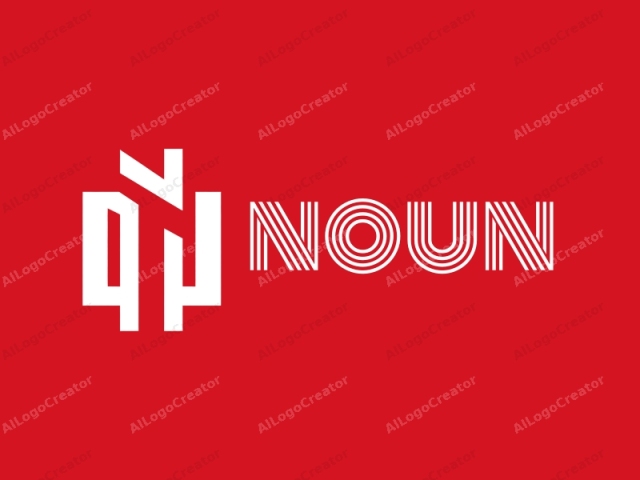 This image is a minimalist logo with a geometric design. The logo is rendered in a vivid red color, which contrasts starkly with its white geometric forms. The design features two interconnected, interlocking shapes that create a stylized letter "Q"