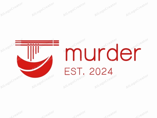 The image is a simple, stylized logo composed of red and white shapes. In the center is a large red crescent moon-like shape with a smooth, curved outline, occupying most of the image. Rising from the top left side of the