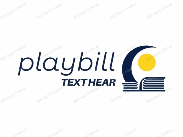 The image is a digital logo featuring a stylized design in a minimalist, modern aesthetic. The primary color scheme includes deep blue and bright yellow, with the blue hues dominating the overall composition.
The central motif depicts a crescent moon, curved
