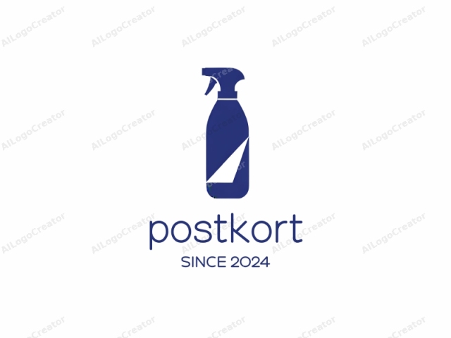 Dies ist ein einfaches, minimalistisches Logo-Bild einer blauen Sprühflasche. Die Flasche ist in einem kräftigen Blau auf einem reinweißen Hintergrund dargestellt. Die Form ist zylindrisch mit einer leichten Verjüngung nach unten, typisch für eine Sprühflasche, die zum Reinigen verwendet wird.