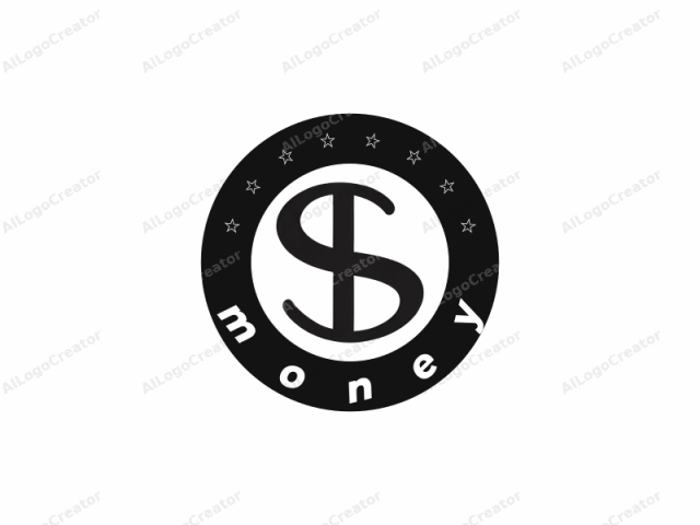 The image is a minimalist logo consisting of a single black currency symbol "$" centered on a white background. The dollar sign is designed in a bold, sans-serif style, which gives it a modern and clean appearance. The lines of the "$"