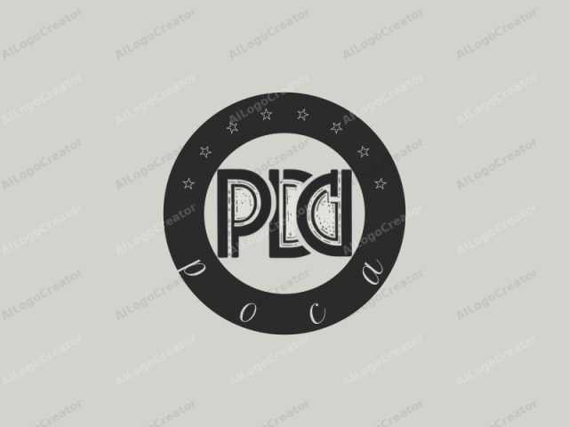 Este es un diseño de logo digital minimalista que presenta las letras "P C" en mayúsculas. El logo se representa en una tipografía sans-serif en negrita con una paleta de colores monocromática en negro. Cada letra está compuesta por múltiples líneas rectas y curvas que