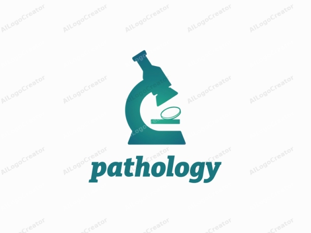 in a minimalistic style. This is a logo of a microscope depicted in a teal gradient. The gradient transitions from light to dark teal, creating a sense of depth and form. The microscope's body, arm, and condenser lens are smoothly drawn