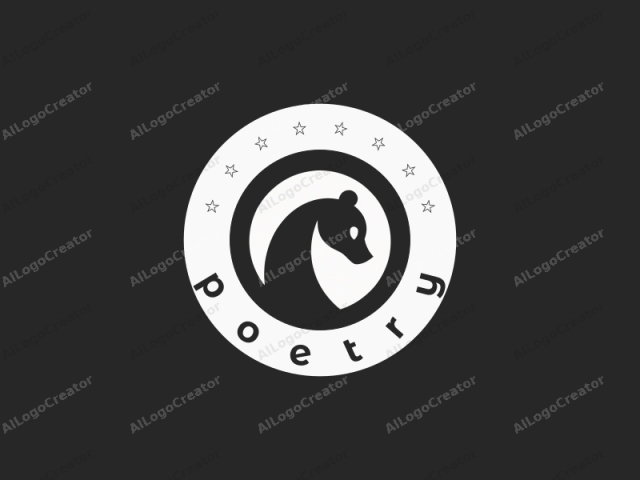 This is a minimalist, digital logo depicting a stylized, black bear head profile set against a white circle. The bear's head is positioned centrally, facing right, with a sleek, simplified shape that focuses on clean lines and smooth curves. The