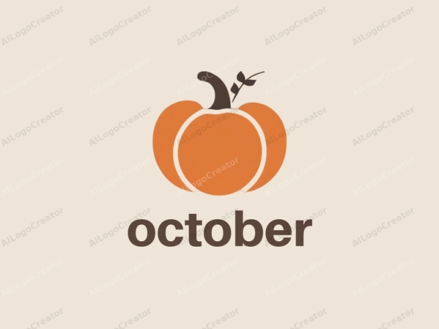 in minimalistic style. The image features a simplified, minimalist representation of a pumpkin. It consists of a single, orange sphere, symbolizing the pumpkin, centered against a beige background. The sphere has no visible texture or detailing, maintaining a clean,