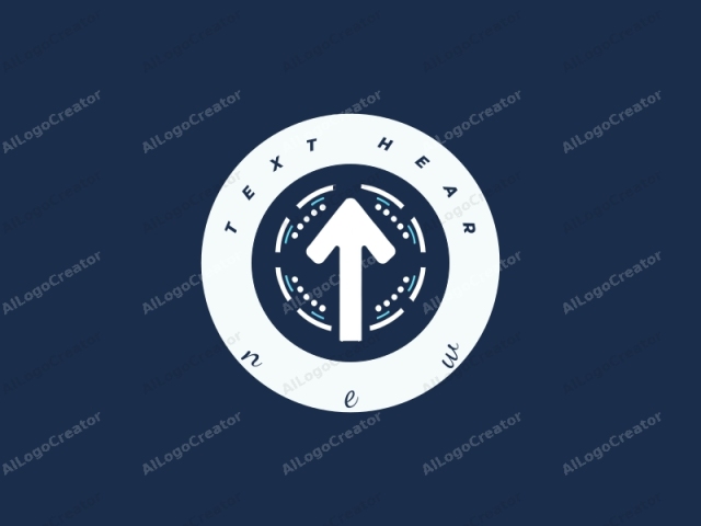 focusing on its visual characteristics and intended audience. This is a simple, minimalist logo, featuring a white upward-pointing arrow set against a solid dark blue background. The arrow is centered in the image and surrounded by a series of white and cyan circular