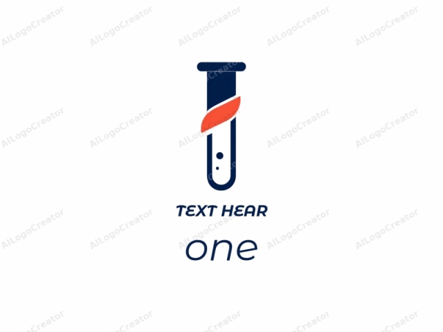 in a minimalist style. This logo image features a stylized depiction of a laboratory test tube. The test tube is centrally positioned against a plain white background. It is illustrated in a dark blue color with a narrow, cylindrical shape. The test tube is