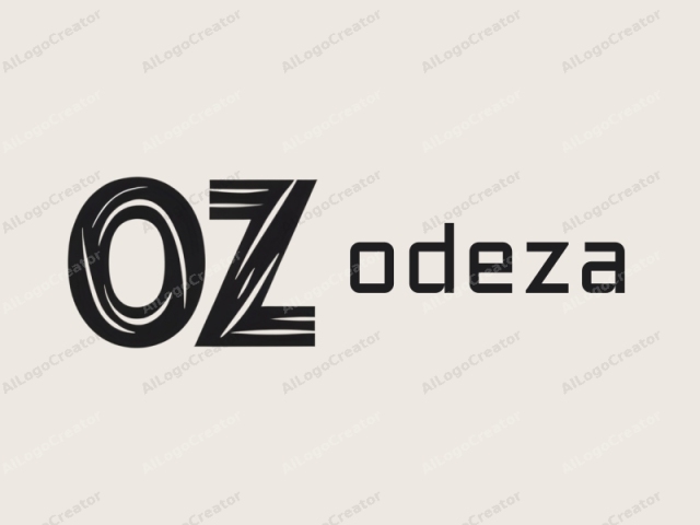 ロゴイメージはミニマリストでデジタルなデザインです。主な焦点は、大胆な大文字の「O」と小文字の「z」です。これらの文字は、太い黒のサンセリフ書体でレンダリングされています。「O」