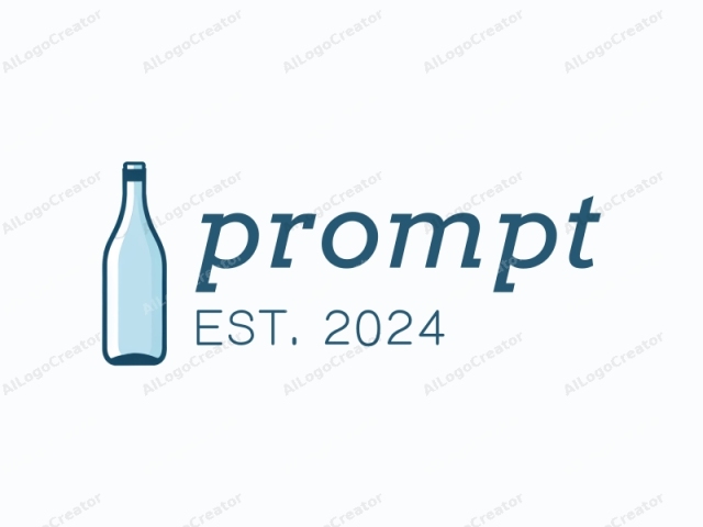 This image is a simple, minimalist digital illustration of a clear glass bottle. The bottle is depicted in a clean, sleek style with bold lines and a flat, uniform color. The bottle is upright with its base on the ground and its neck pointing