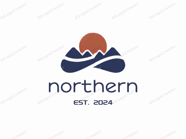 This logo image depicts a stylized mountain range with a sun in the background. The image is composed of two elements: the mountains and the sun. The mountains are drawn in a smooth, curved shape with three distinct peaks, each represented by a