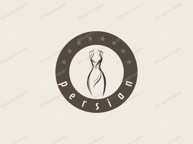 This is a minimalist, stylized logo of a female torso rendered in a smooth, flowing line drawing. The lines are in a monochromatic palette, primarily in shades of brown, creating a sense of elegance and simplicity. The figure is depicted