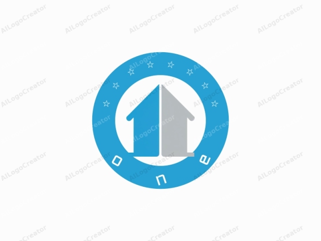 which features a minimalist design consisting of two identical, stylized houses. Each house is depicted as a flat, two-dimensional shape. The houses are situated in the center of the image, with the left house colored light blue and the right house colored