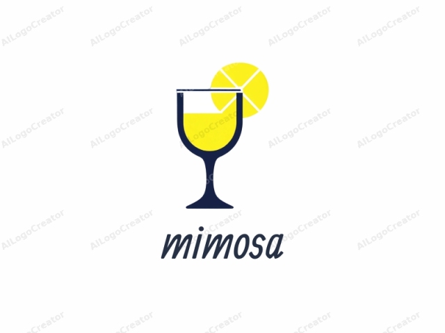 This image is a minimalist, vector-based logo featuring a stylized glass of lemonade with a slice of lemon floating in it. The entire composition is drawn in a flat, clean style, devoid of gradients or shading, making it suitable for use