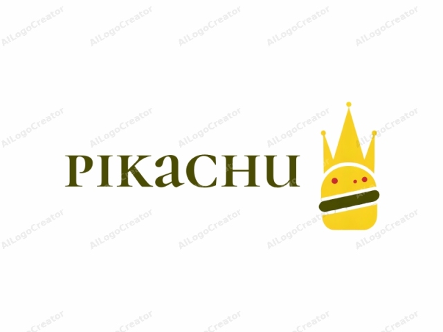 圖像展示了一個簡化、抽象的漢堡設計。主體以黃色為主，類似一個小圓形的漢堡肉餅。肉餅的上方橫放著一片薄薄的綠色生菜葉。漢堡上方