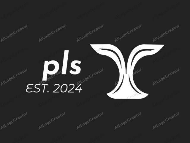 The logo image is a simple, minimalist design in white on a black background. The central element is a stylized, abstract shape resembling two symmetrical wings, or perhaps the tail of a whale, with smooth, curving lines and sharp points