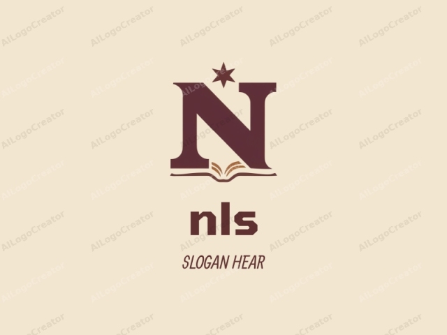 ภาพนี้เป็นการวาดดิจิทัลของตัวอักษร "N" สีแดงเลือดหมูที่วางทับบนพื้นหลังสีครีม ตัวอักษร "N" อยู่ตรงกลางภาพอย่างเด่นชัด โดยฐานของตัวอักษรยื่นออกไปทางขวาและซ้ายเล็กน้อย ด้านบนของตัวอักษร