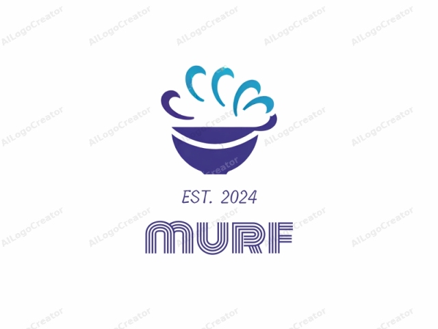 This is a digital logo with a minimalistic and modern design. The logo is comprised of a stylized cup or bowl in deep purple, placed centrally on a white background. The bowl is simple and smooth, with a curved top and a slightly