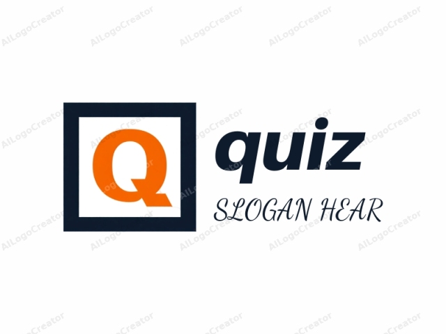 The image is a simple and modern logo with a square grid background. The logo features a bold, capital letter "Q" in the center. The letter "Q" is rendered in bright orange, standing out vividly against the white square grid