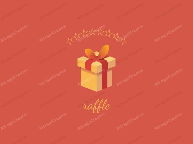 featuring a minimalist, flat design. This image showcases a simplistic, stylized gift box against a solid, deep red background. The gift box is rendered in a light yellow hue, with a prominent red ribbon tied around its center. The ribbon forms