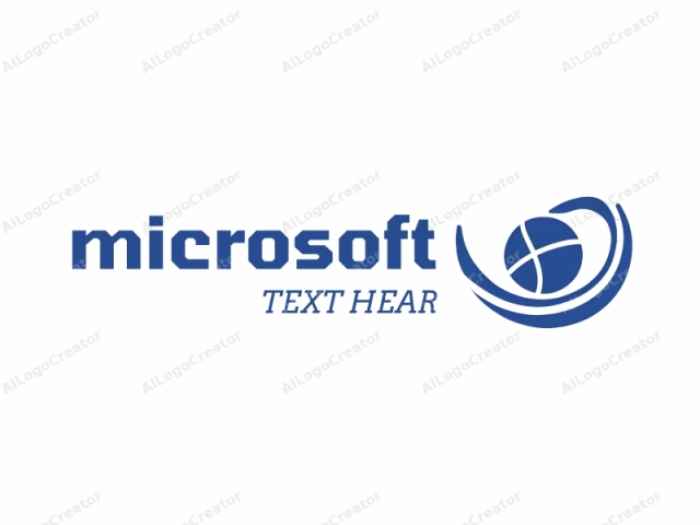 This is a minimalist, abstract logo composed of three primary shapes— a blue sphere, a blue crescent, and a blue wavy line— set against a clean, white background. The blue sphere is centrally positioned and features a white cross on