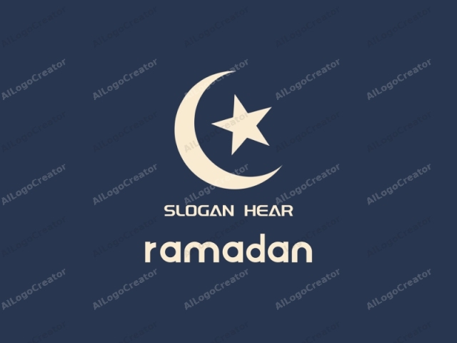 This logo image is a minimalist, flat design. It features a large, off-white crescent moon and five-pointed star centered on a solid navy blue background. The crescent moon and star are the primary subjects. The crescent moon,