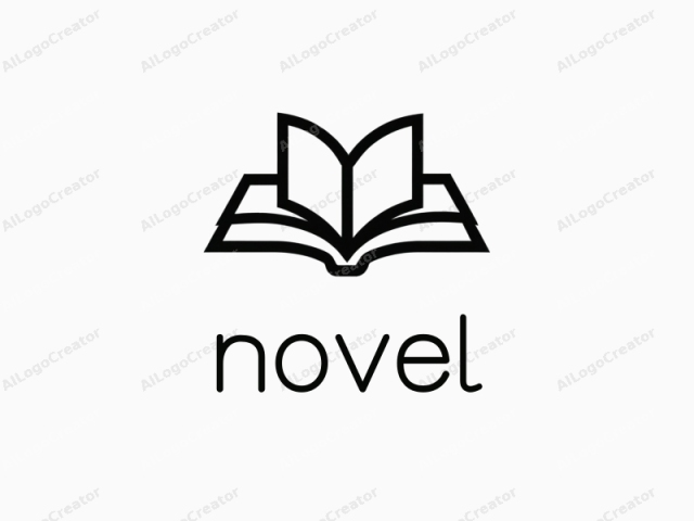 which employs minimalism and geometric shapes to convey a sense of openness and accessibility. The image features a black, stylized illustration of an open book set against a clean, white background. The book is depicted in a flat, two-dimensional form with