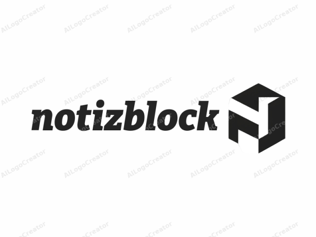 The logo is a minimalist design consisting of a black, geometric figure against a pure white background. The shape resembles an abstract interpretation of a capital 'N', formed by intersecting and overlapping sharp, angular lines. The lines are drawn in clean,
