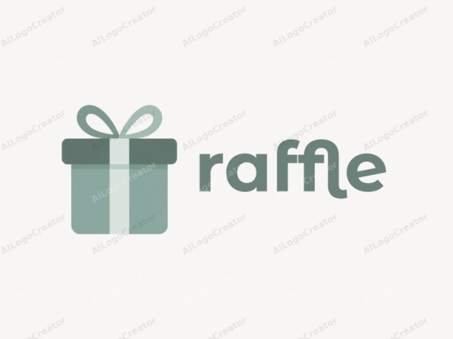 which depicts a stylized gift box with a ribbon. The logo image is a minimalist illustration in a muted color palette, primarily consisting of shades of green and grey. The gift box, centrally placed, is square in shape and has a flat,