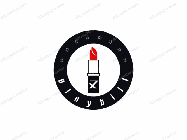 The logo features a minimalist, stylized depiction of a lipstick. The lipstick is represented by bold black outlines on a white background. The upper portion of the lipstick, including the cap, is depicted in black with a smooth, sleek design. The