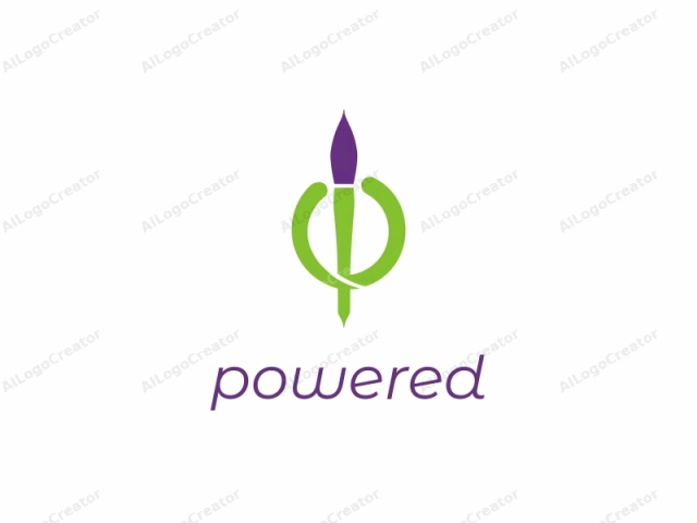 Dieses Logo ist eine stilisierte, minimalistische Illustration, die eine Kombination aus grünen und violetten Farben auf einem schlichten weißen Hintergrund zeigt. Das Hauptmotiv ist ein stilisierter Stift oder Federkiel, der in einem mutigen, modernen Design dargestellt ist. Der Stift hat ein helles Grün