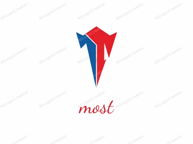 This logo features a stylized, abstract design that appears to be inspired by modern art. It consists of two primary colors, red and blue, forming a geometric, triangular shape. The red triangle is the larger and wider one, occupying the top